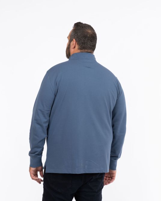 Polo manches longues grande taille bleu