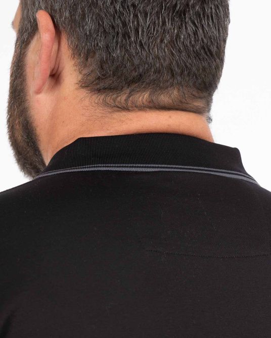 Polo manches longues jacquard mercerisé grande taille anthracite