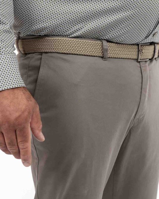 Pantalon chino twill grande taille avec ceinture beige