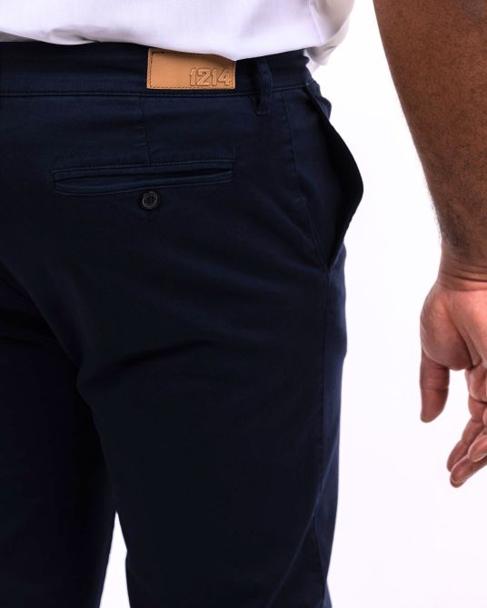 Pantalon chino armuré pour homme grand bleu marine