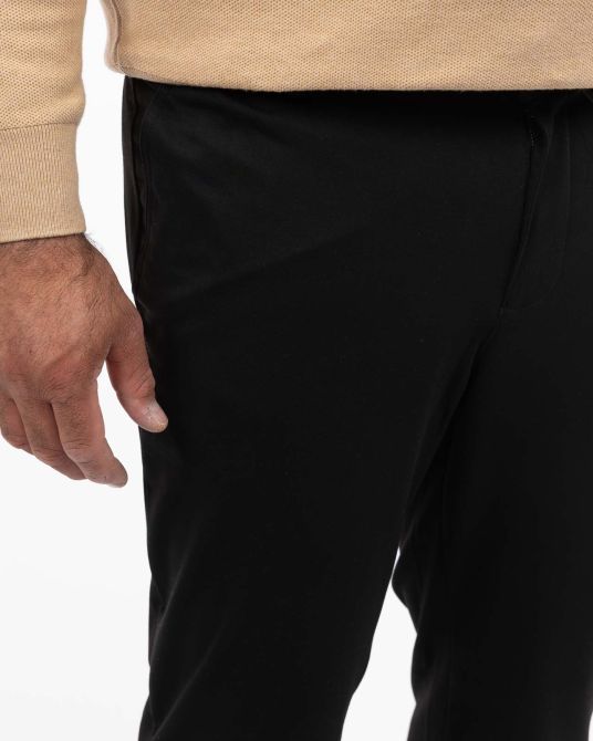 Pantalon à taille élastique grande taille noir