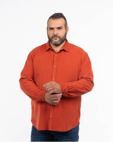 Chemise en velours grande taille orange