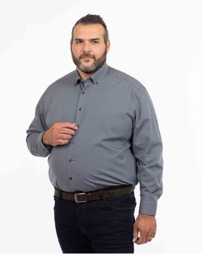 Chemise géométrique grande taille non iron bleu marine