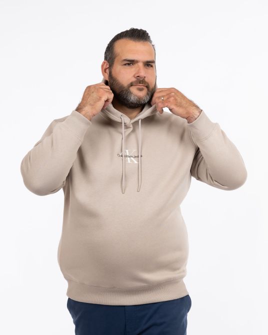 Sweat à capuche grande taille beige