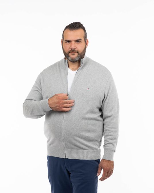 Gilet zippé coton cachemire grande taille gris clair