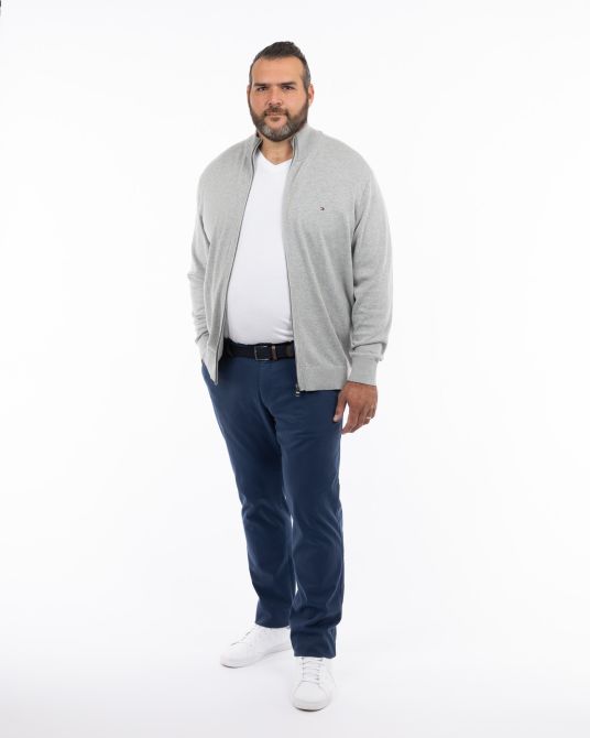 Gilet zippé coton cachemire grande taille gris clair