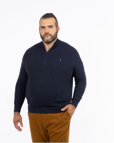 Pull armuré grande taille bleu marine