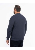 Pull col rond mouliné grande taille bleu marine