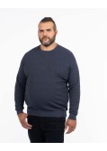 Pull col rond mouliné grande taille bleu marine