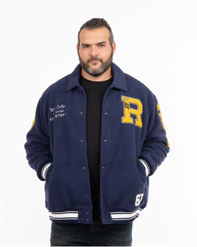 Blouson sherpa grande taille bleu marine