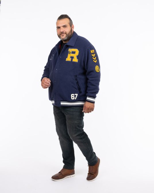 Blouson sherpa grande taille bleu marine