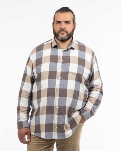 Chemise en flanelle grande taille beige