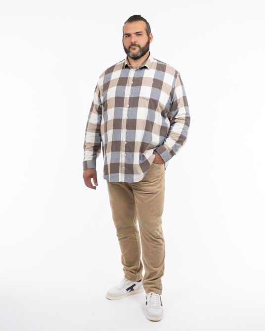 Chemise en flanelle grande taille beige