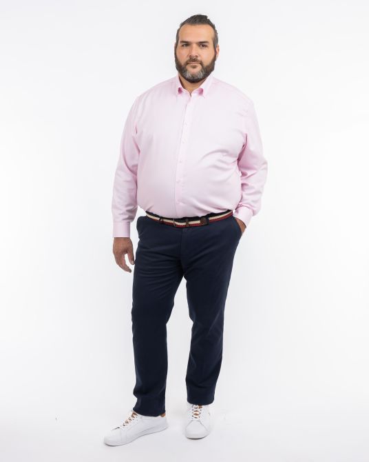 Chemise piqué grande taille non iron rose