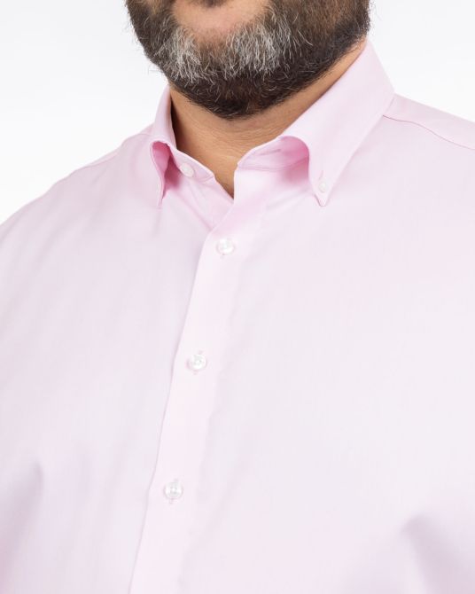 Chemise piqué grande taille non iron rose