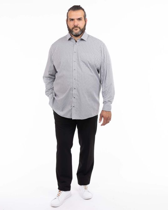 Chemise géométrique grande taille non iron gris