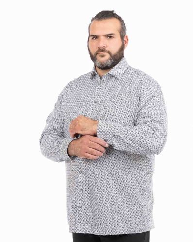 Chemise géométrique grande taille non iron gris