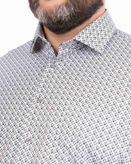 Chemise géométrique grande taille non iron gris