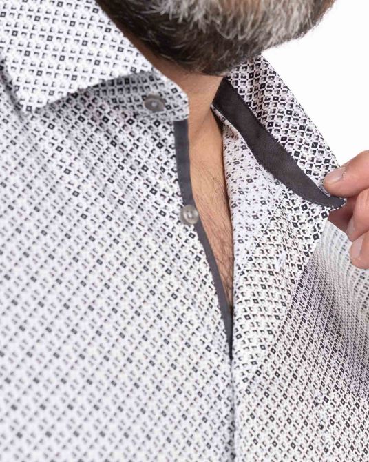 Chemise géométrique grande taille non iron gris