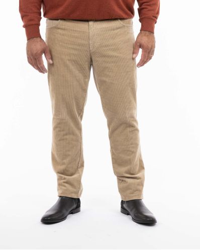 Pantalon chino grande taille en velours beige