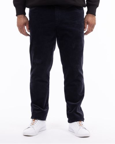 Pantalon chino grande taille en velours bleu marine