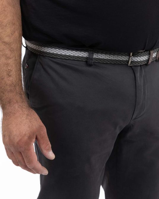 Pantalon chino grande taille avec ceinture anthracite