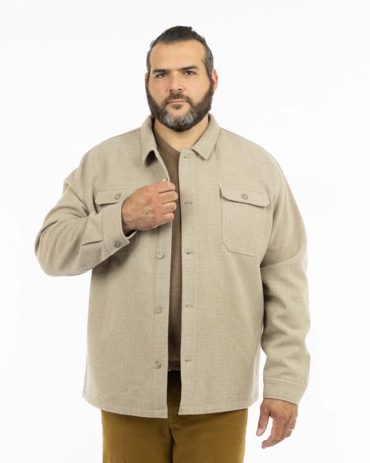 Surchemise en flanelle grande taille beige