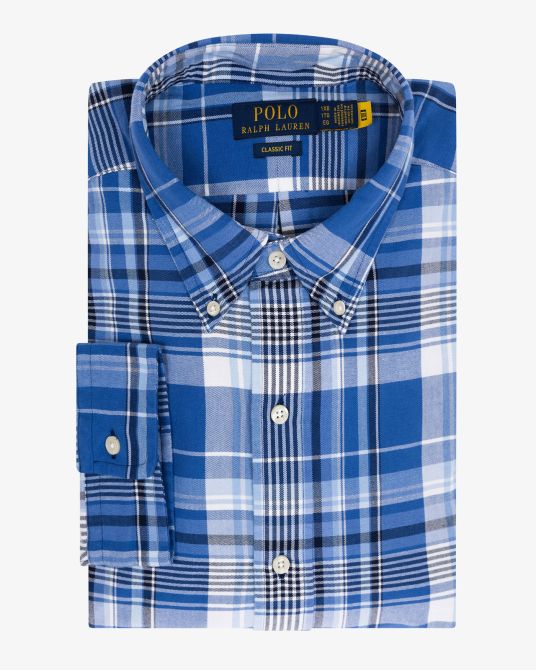 Chemise oxford à carreaux grande taille bleu