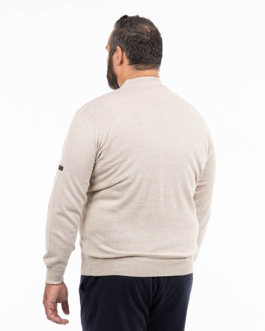 Pull col cheminée grande taille beige