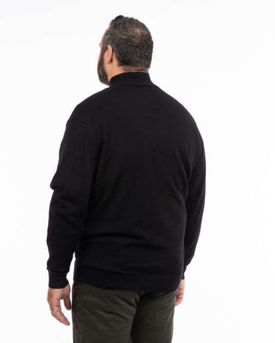 Pull zippé grande taille noir