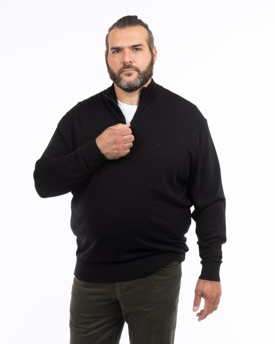 Pull zippé grande taille noir