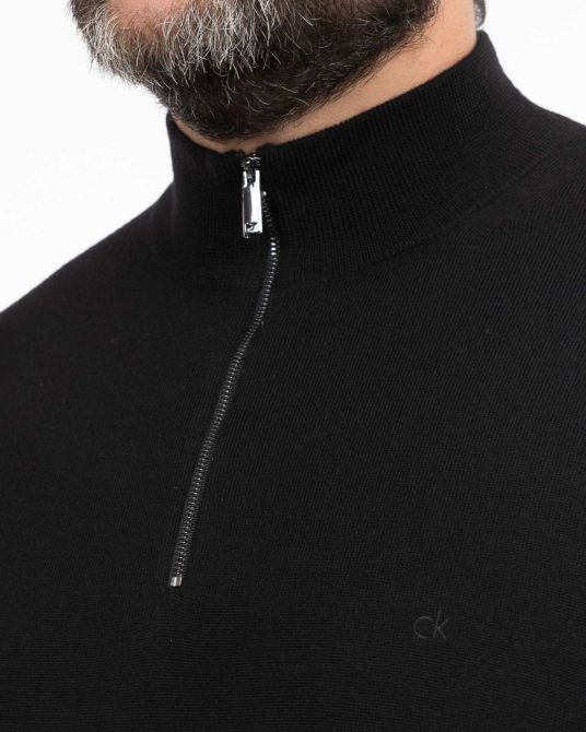 Pull zippé grande taille noir