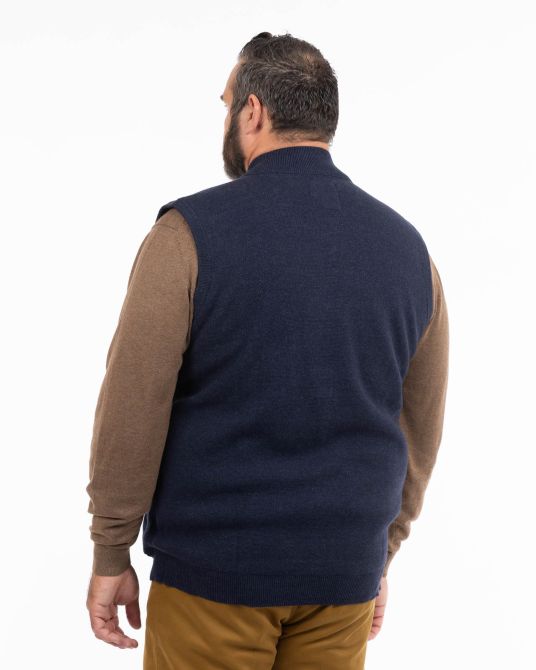 Gilet sans manches bimatière matelassé grande taille bleu marine