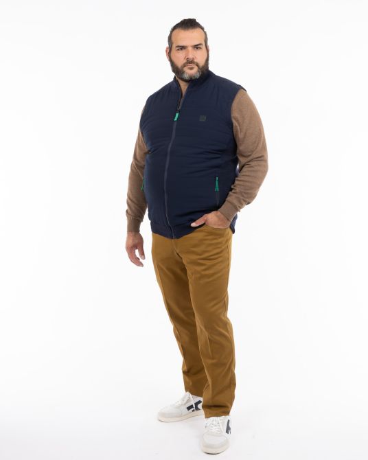 Gilet sans manches bimatière matelassé grande taille bleu marine