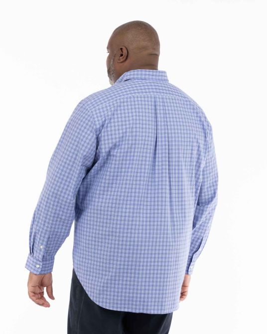 Chemise à petits carreaux grande taille bleu