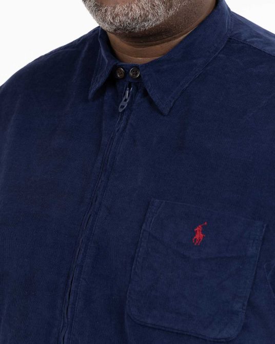 Chemise en velours zippée grande taille bleu marine