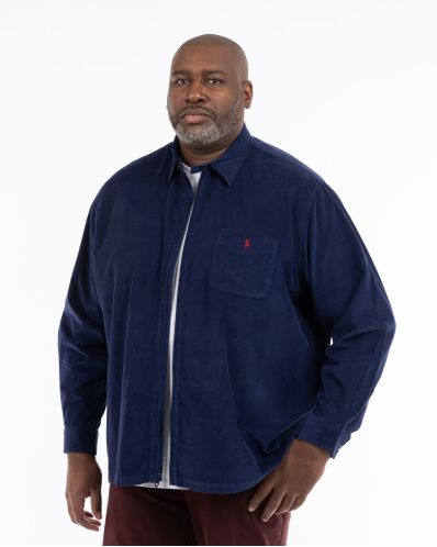 Chemise en velours zippée grande taille bleu marine