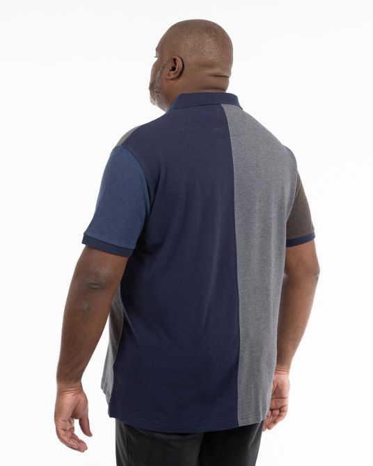 Polo piqué bicolore grande taille gris