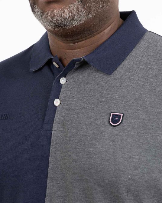 Polo piqué bicolore grande taille gris