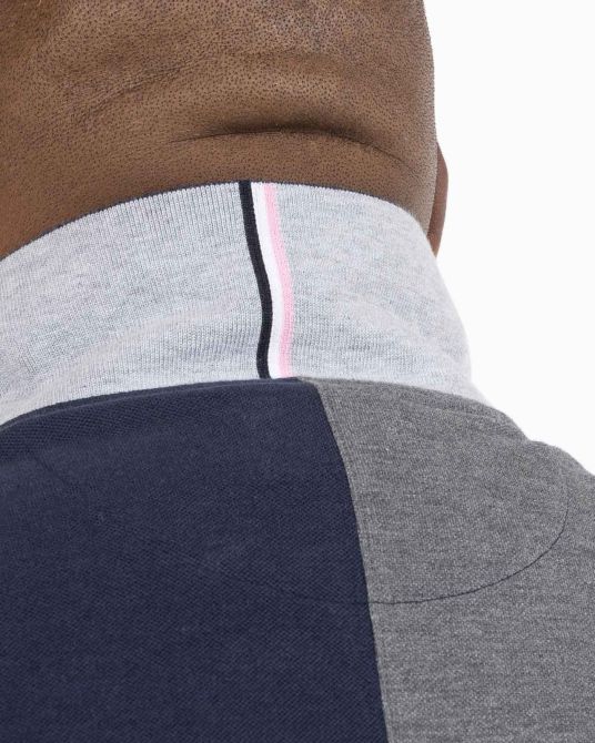 Polo piqué bicolore grande taille gris