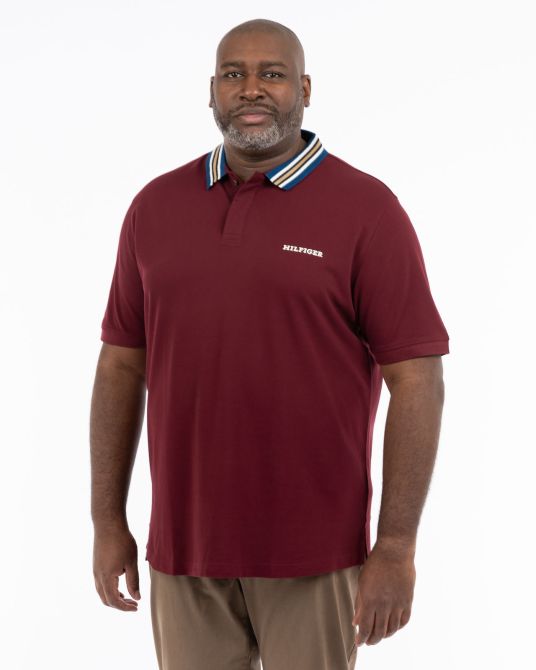 Polo piqué grande taille bordeaux