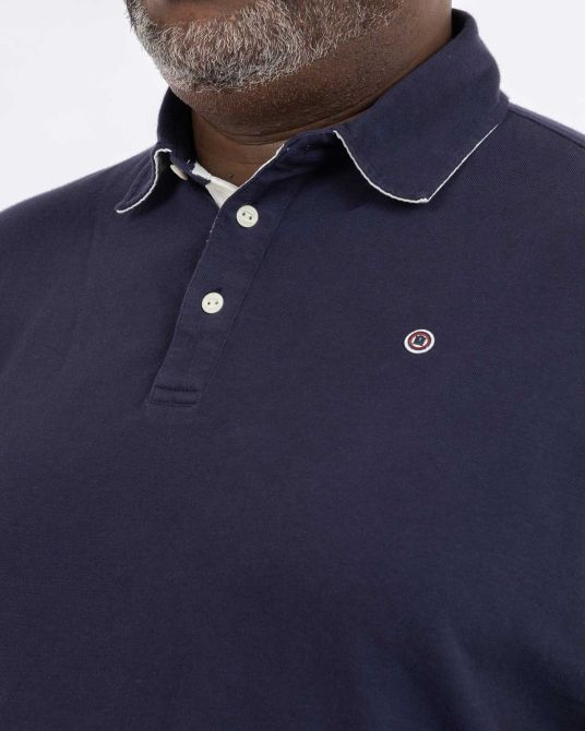 Polo manches longues bicolore grande taille bleu marine