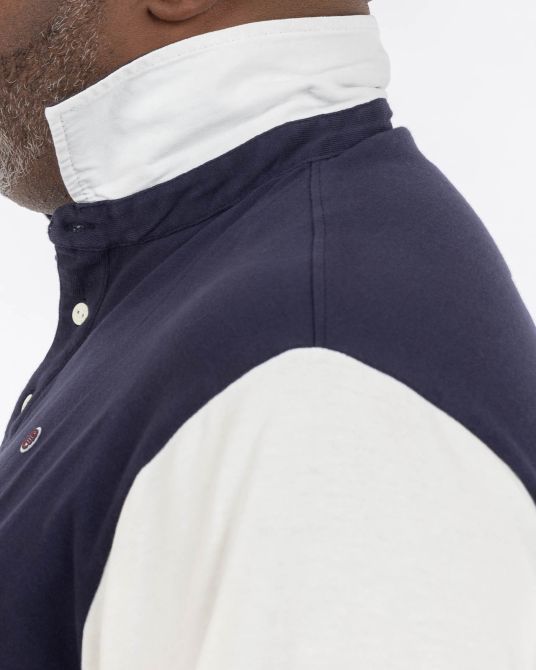 Polo manches longues bicolore grande taille bleu marine