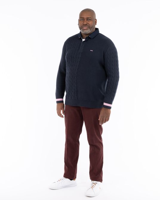 Pantalon chino armuré grande taille bordeaux