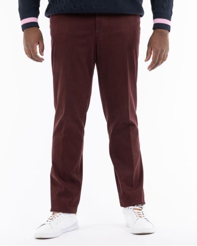 Pantalon chino armuré grande taille bordeaux