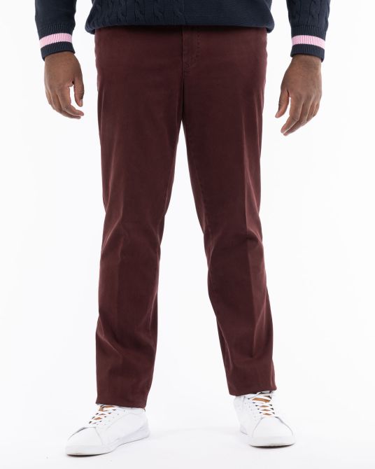 Pantalon chino armuré grande taille bordeaux