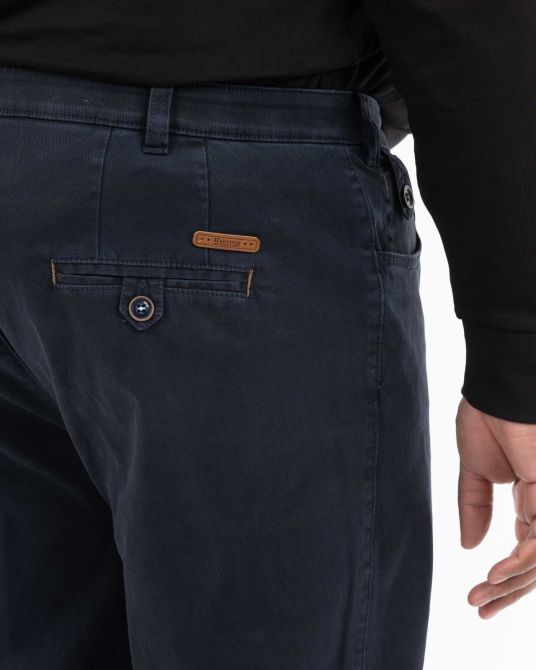 Pantalon chino armuré grande taille bleu marine