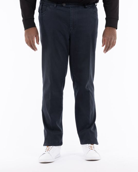 Pantalon chino armuré grande taille bleu marine