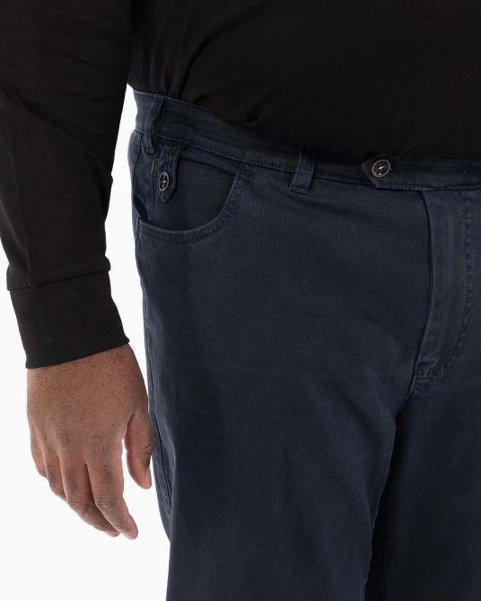 Pantalon chino armuré grande taille bleu marine