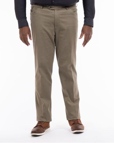 Pantalon chino armuré grande taille beige